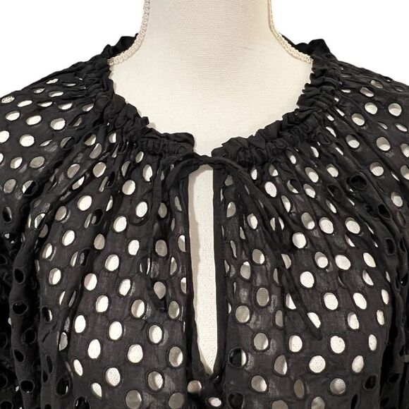 Anthropologie Ne Quittez Pas Eyelet Top Sz XS Black Beachy Resort Whimsigoth - Picture 2 of 11